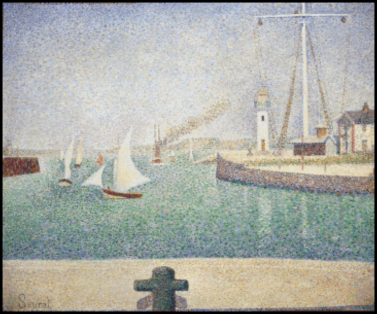 Entrance of the Port at Honfleur Georges Seurat Cross Stitch Pattern