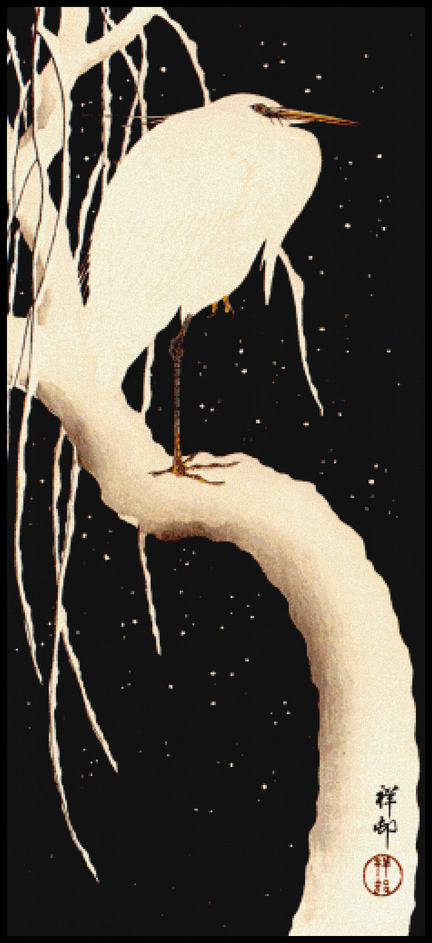 Heron in the Snow Ohara Shoson Cross Stitch Pattern