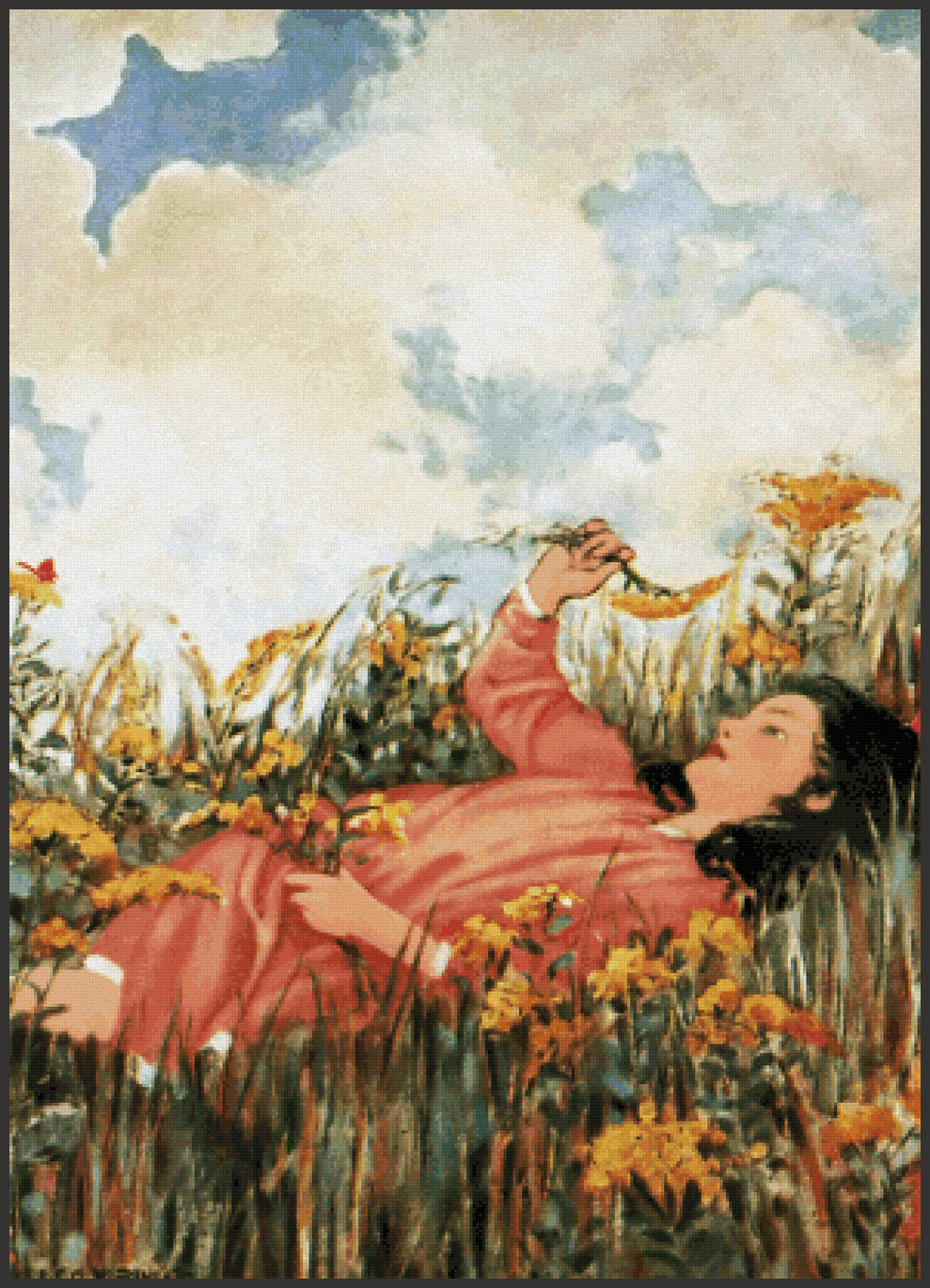 Z is for Zephyr Jessie Willcox Smith Cross Stitch Pattern