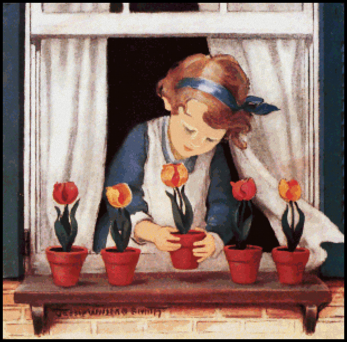 T is for Tulips Jessie Willcox Smith Cross Stitch Pattern