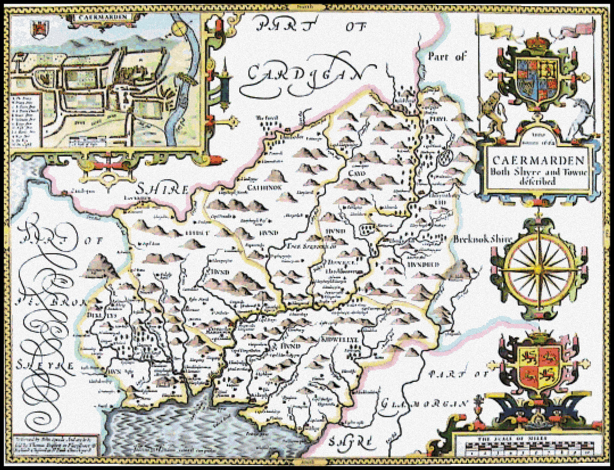 Caermarden John Speed Cross Stitch Pattern