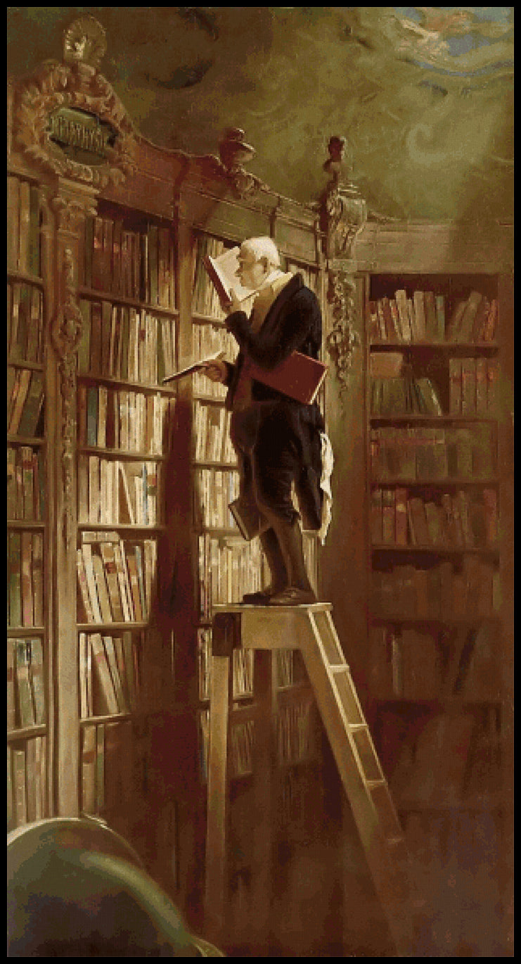 The Bookworm Carl Spitzweg Cross Stitch Pattern