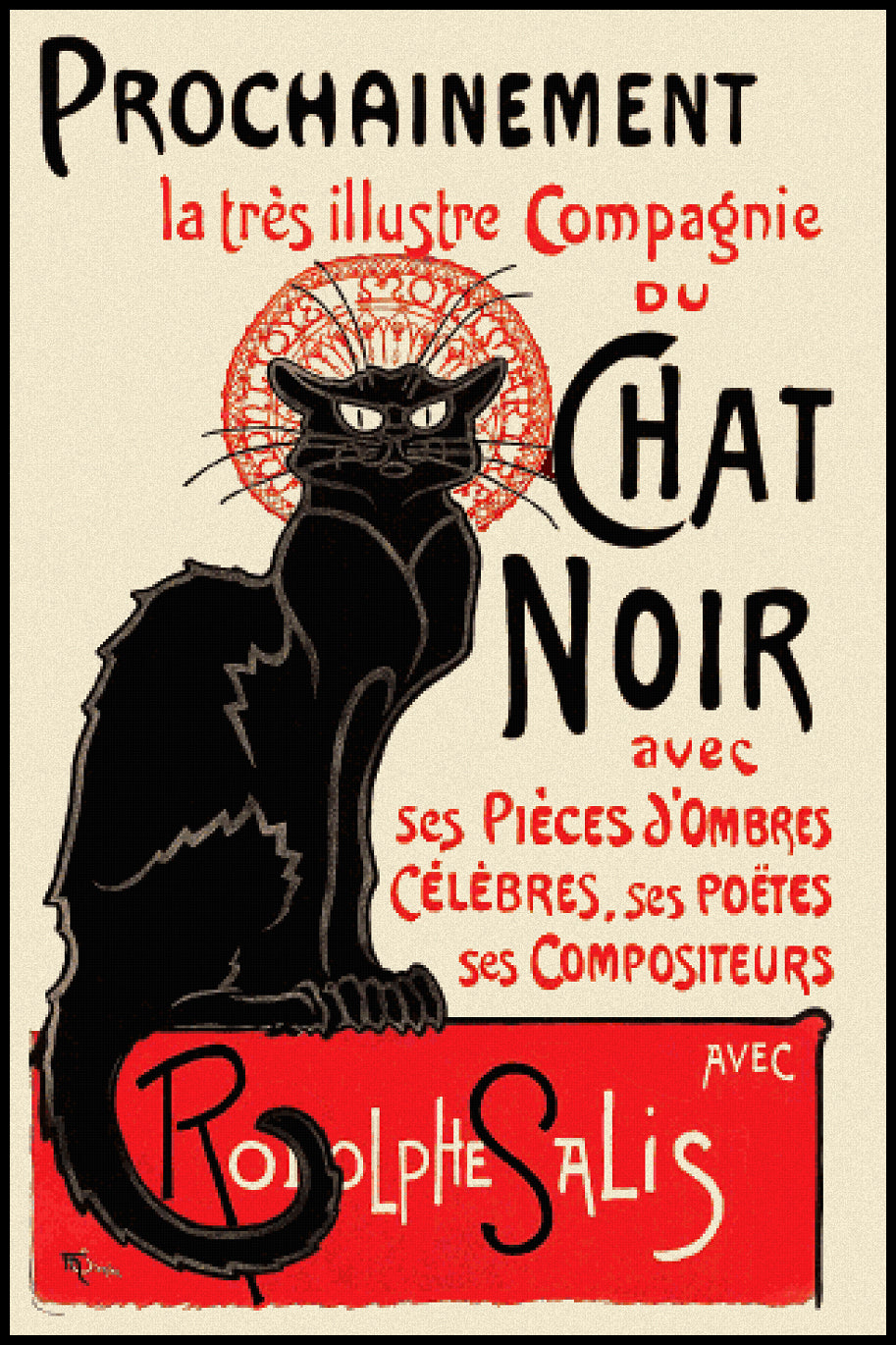 Chat Noir Theophile-Alexandre Steinlen Cross Stitch Pattern