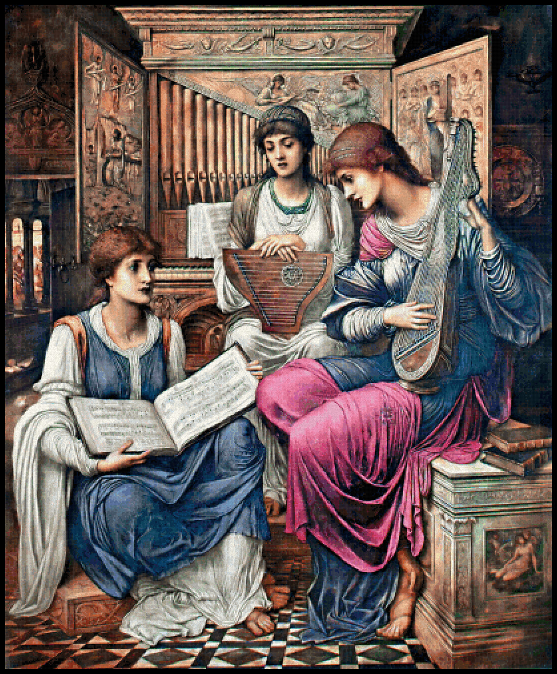 The Gentle Music of a Bygone Day John Melhuish Strudwick Cross Stitch Pattern