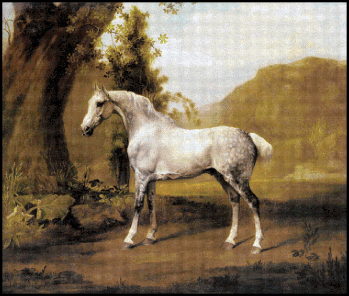 A Grey Stallion in a Landscape George Stubbs Cross Stitch Pattern