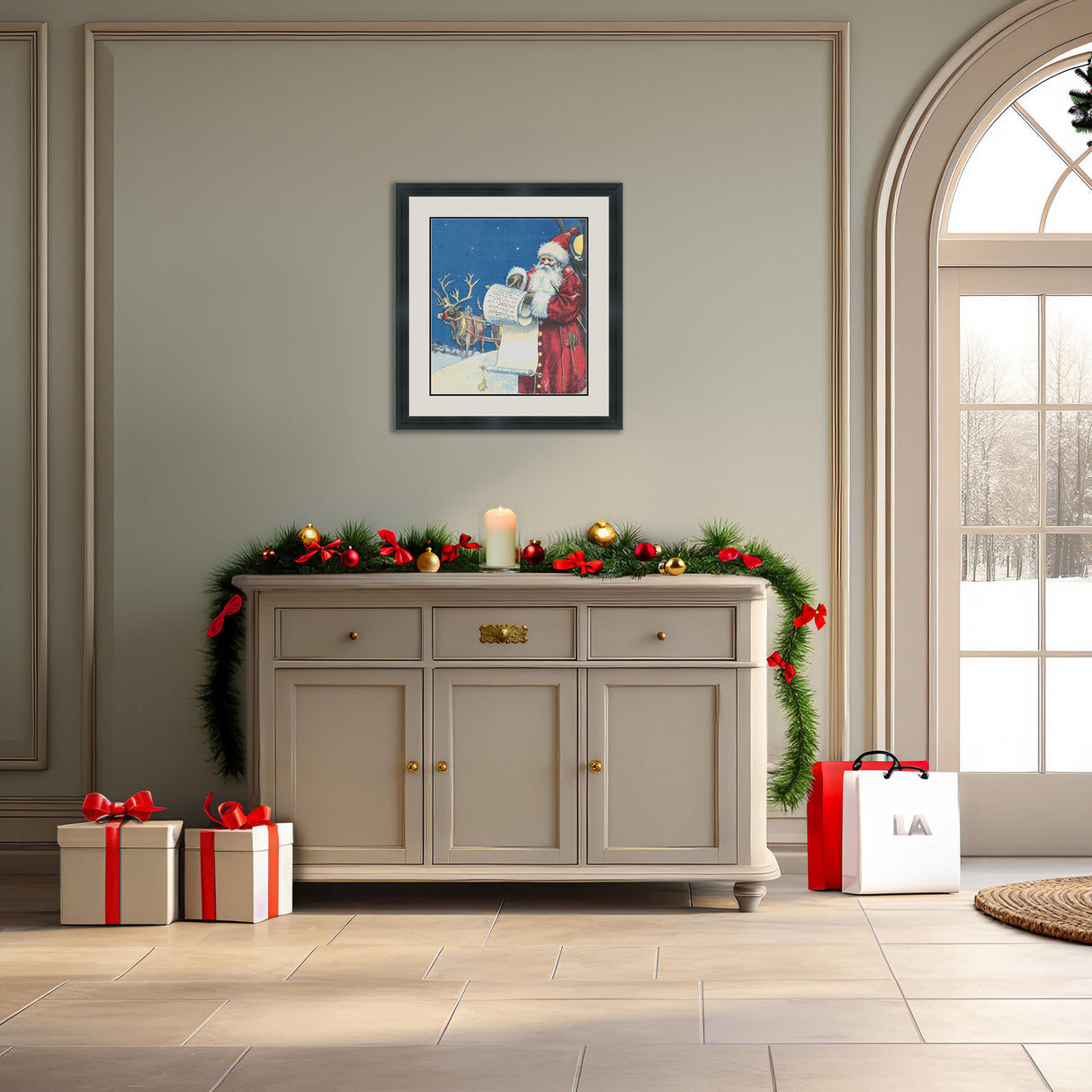 Santa Checking His List Cross Stitch Pattern