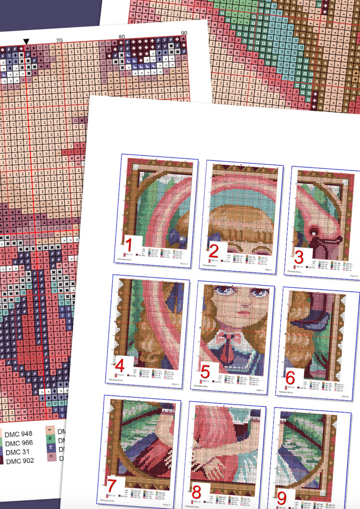 Alice and Flamingo Cross Stitch Pattern