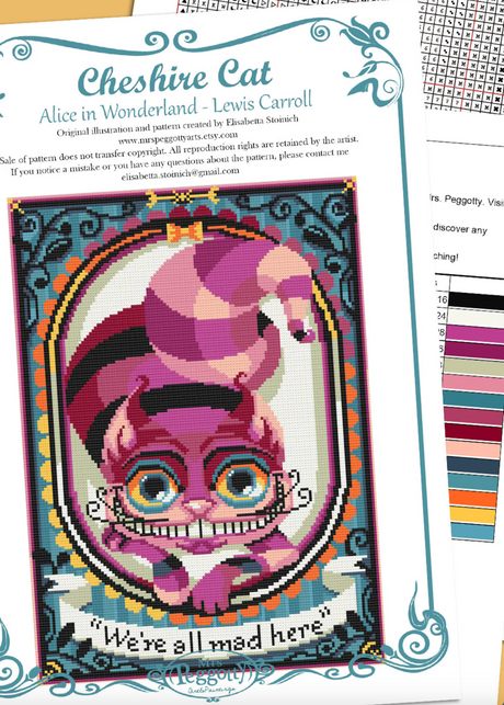 Cheshire Cat Cross Stitch Pattern