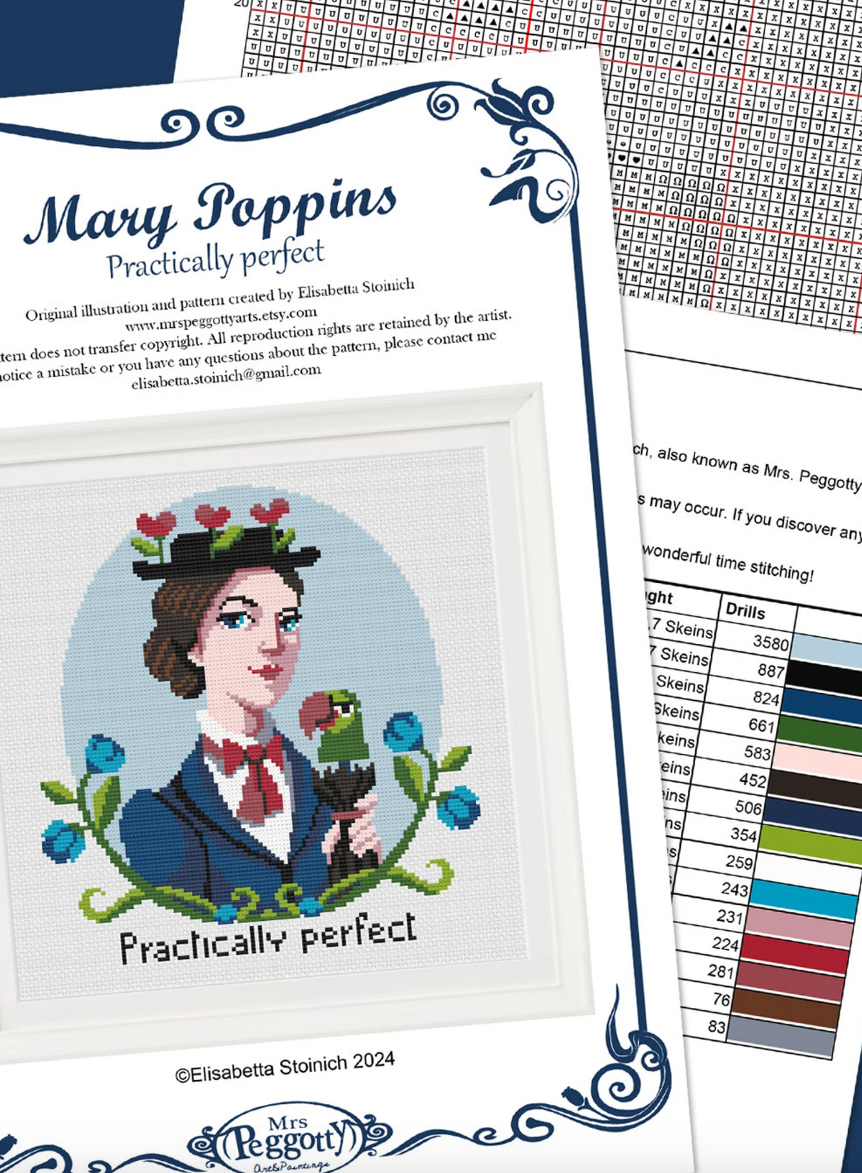 Mary Poppins Cross Stitch Pattern
