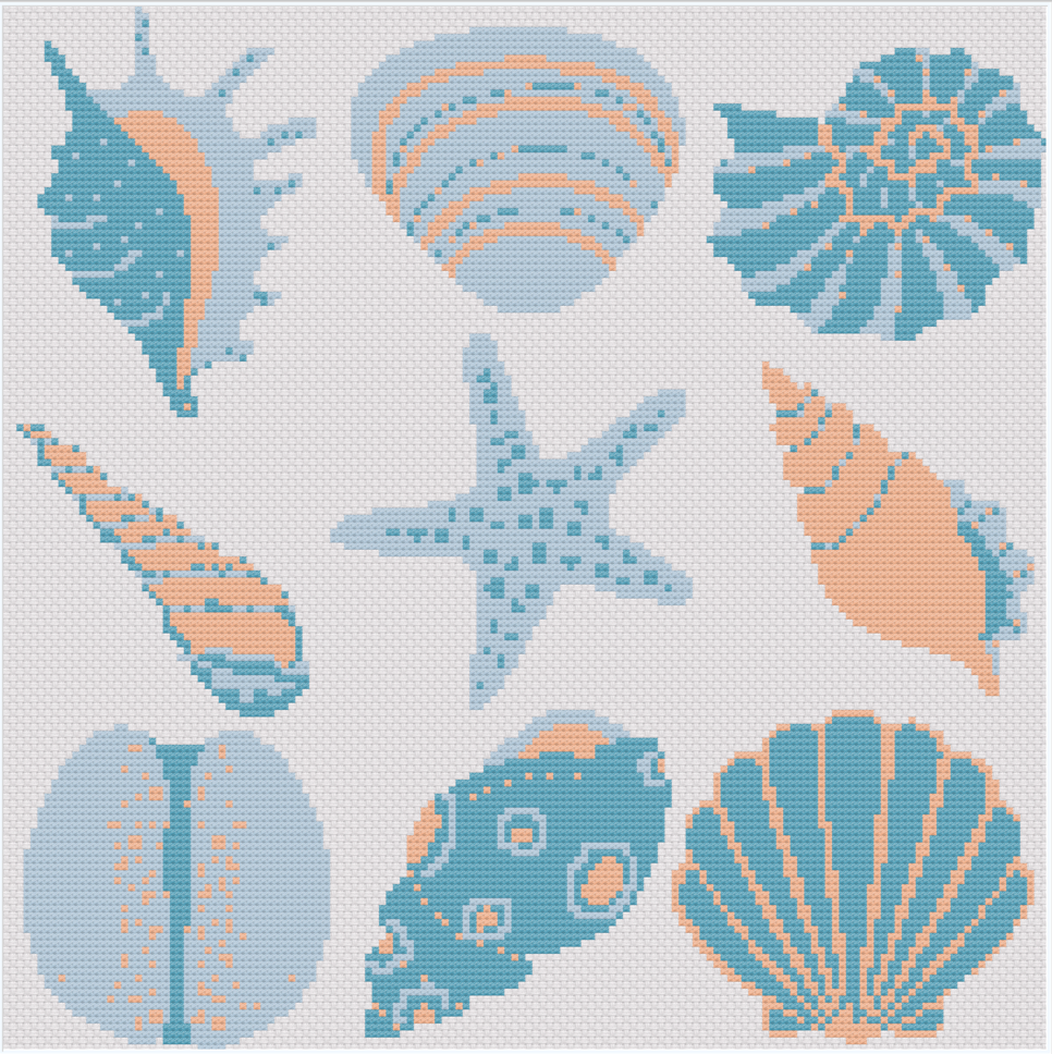 Sea Shell Variety Cross Stitch Pattern