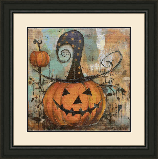 Smiling Pumpkin with Hat Collage Cross Stitch Pattern