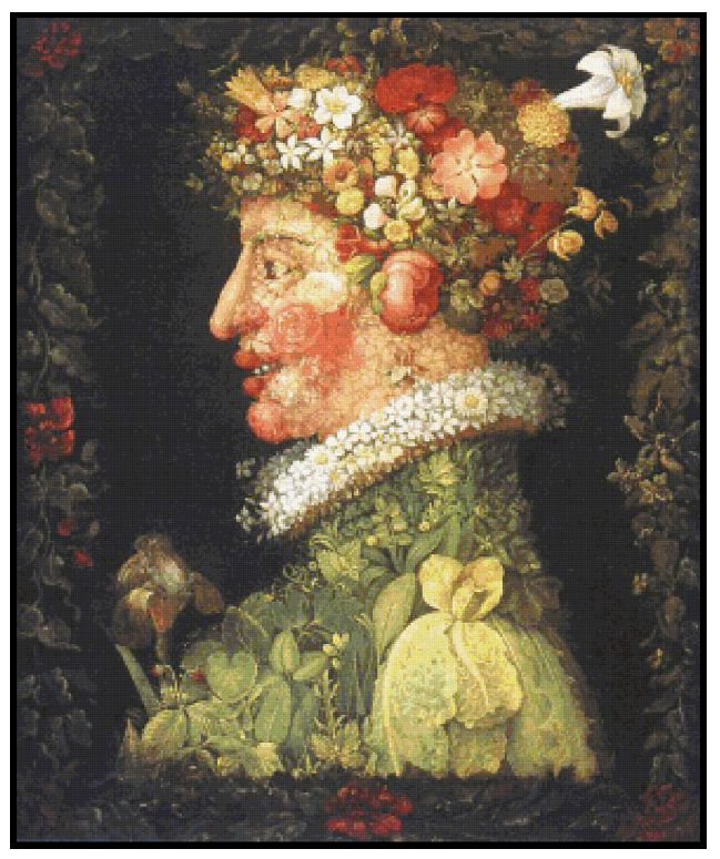 Spring - Giuseppe Arcimboldo Cross Stitch Pattern