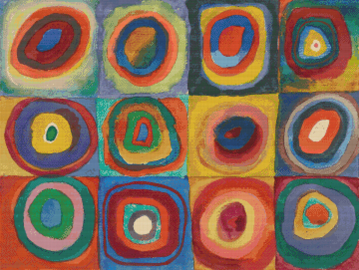Squares with Concentric Circles Kandinsky Cross Stitch Pattern
