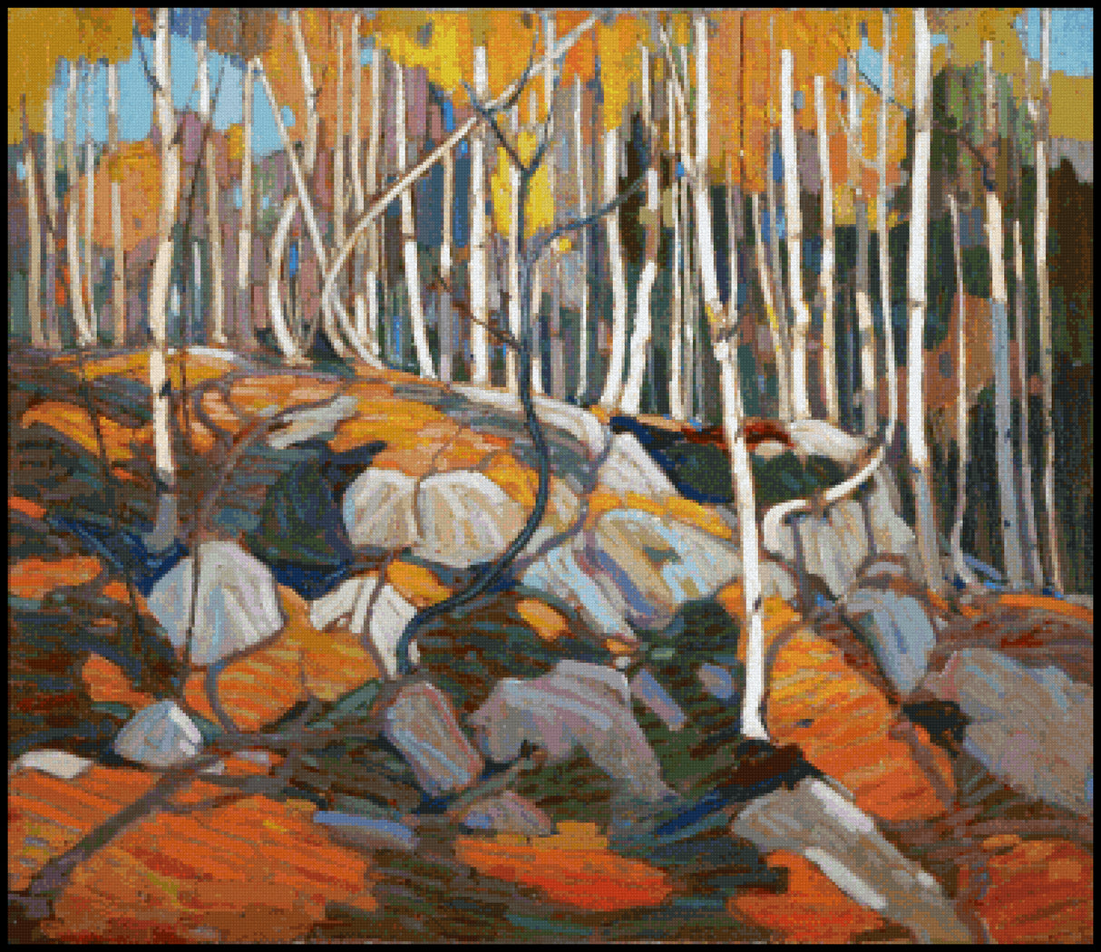 The Birch Grove Autumn Tom Thompson Cross Stitch Pattern