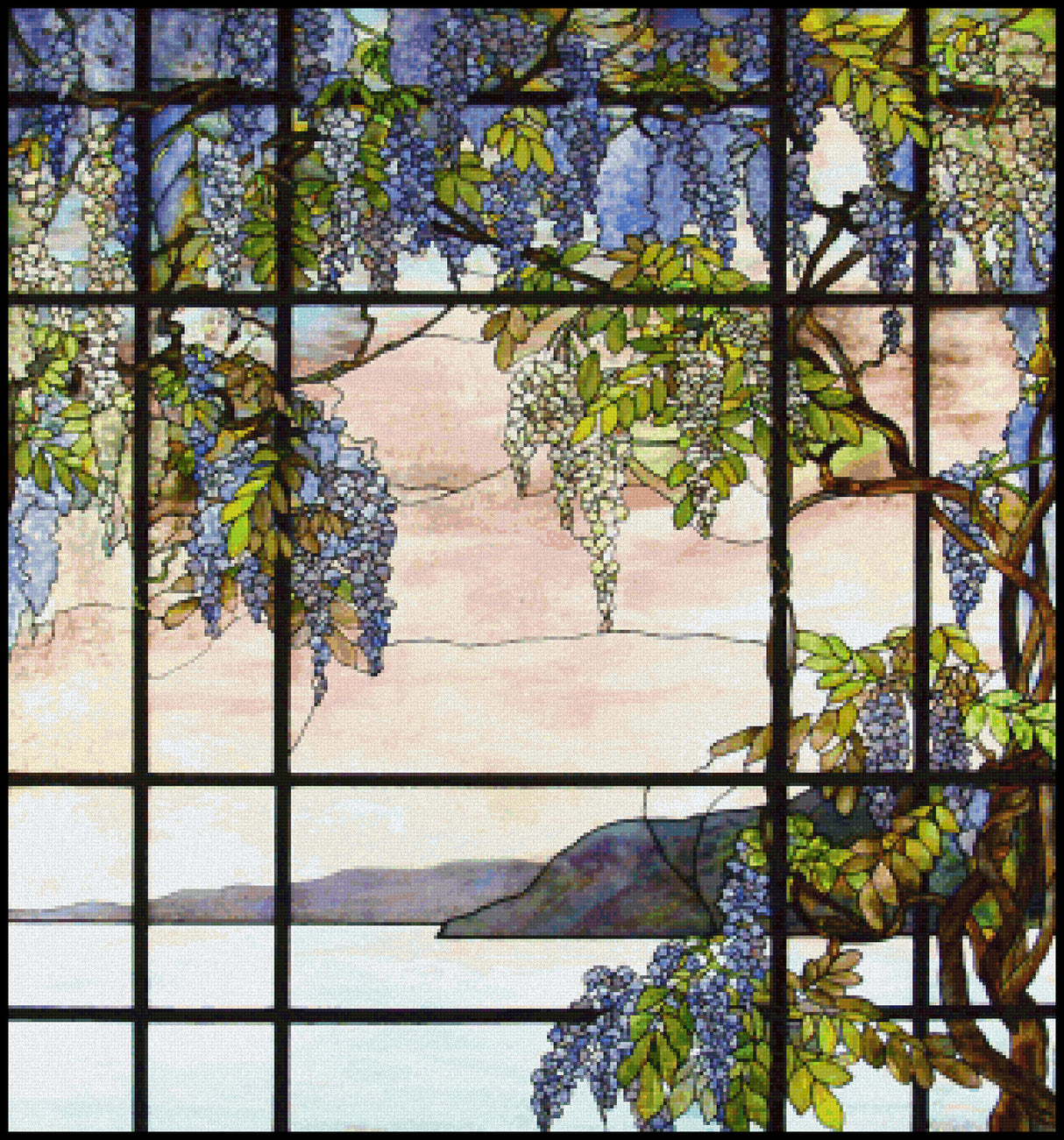 View of Oyster Bay Louis Comfort Tiffany Cross Stitch Pattern
