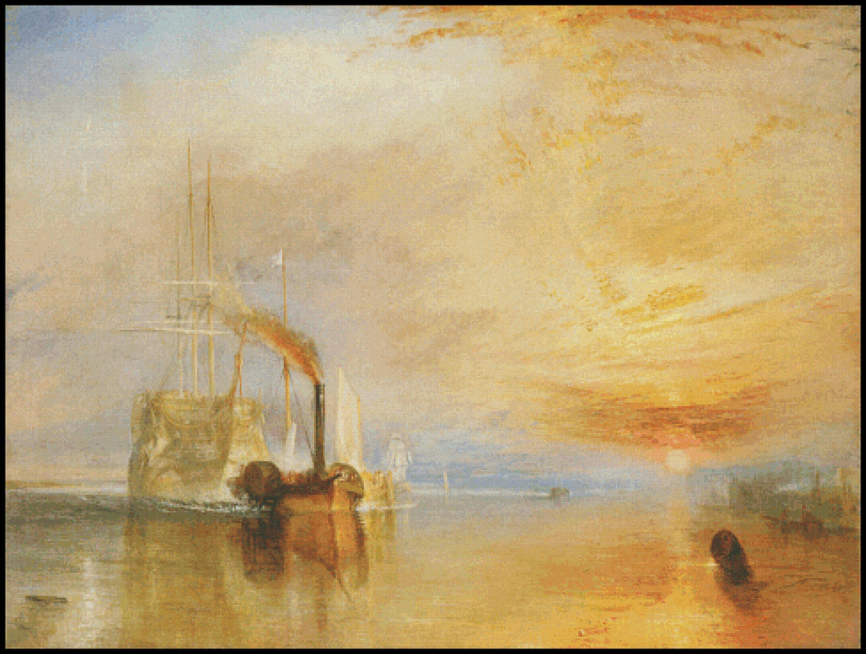 The Fighting Temeraire Tugged to her Last Berth to be Broken Up J. M. W. Turner Cross Stitch Pattern