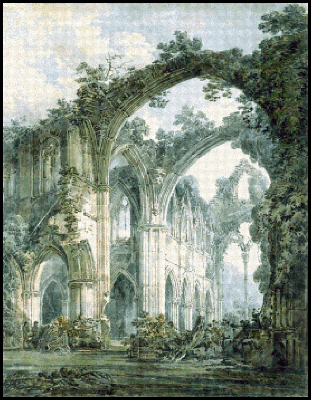Interior of Tintern Abbey Monmouthshire J. M. W. Turner Cross Stitch Pattern