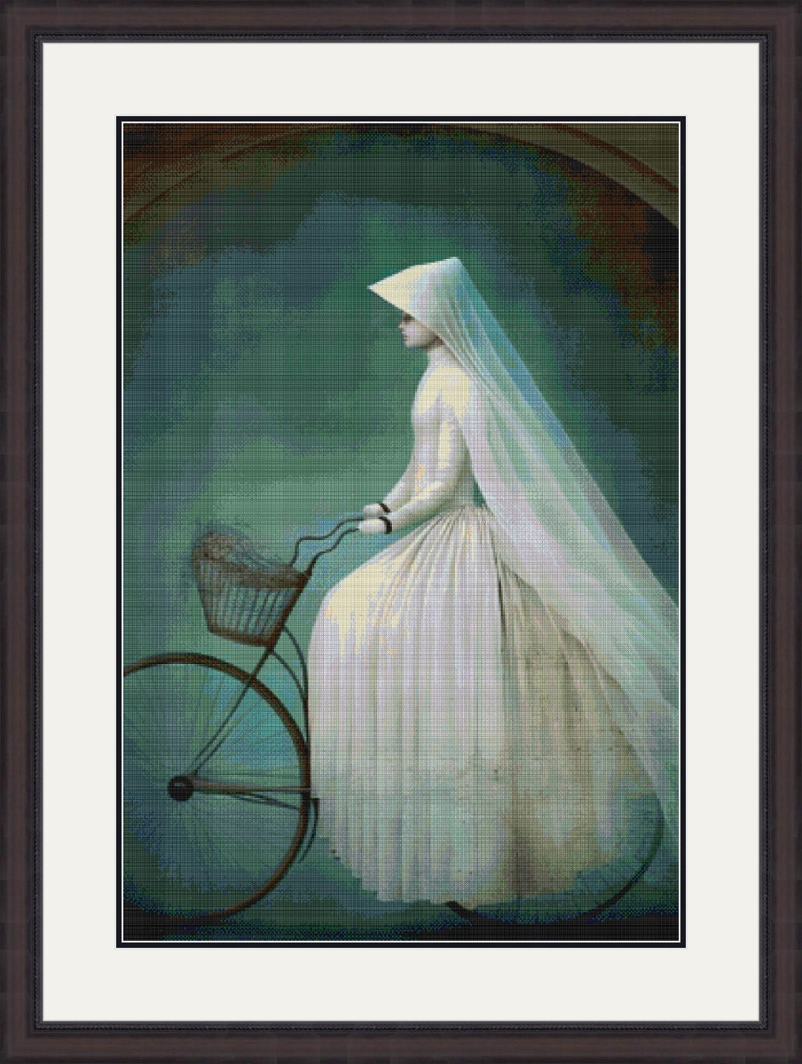The Ghostly Cyclist Cross Stitch Pattern