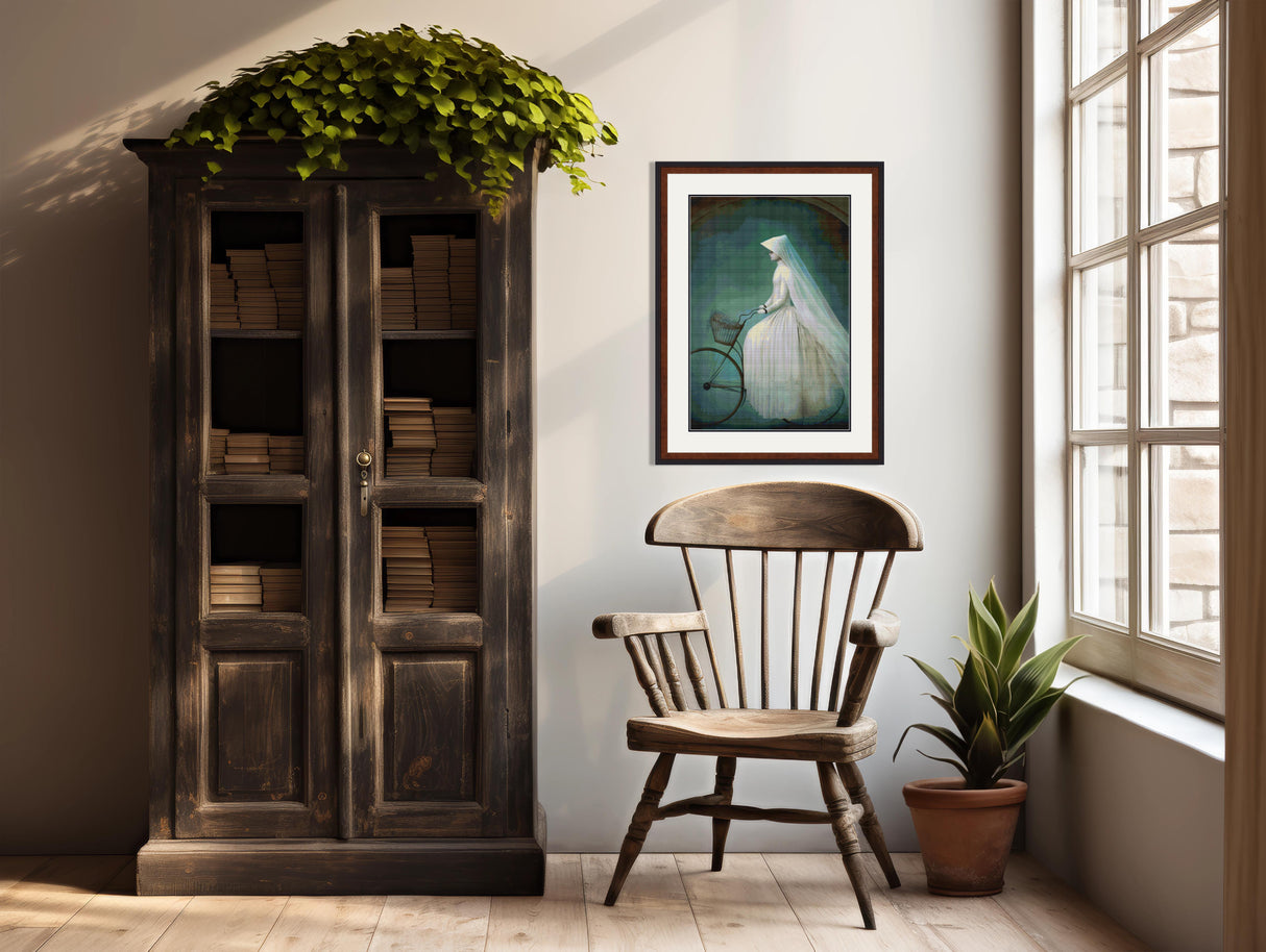 The Ghostly Cyclist Cross Stitch Pattern