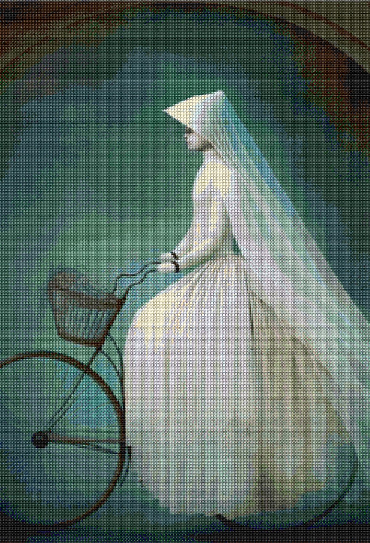 The Ghostly Cyclist Cross Stitch Pattern
