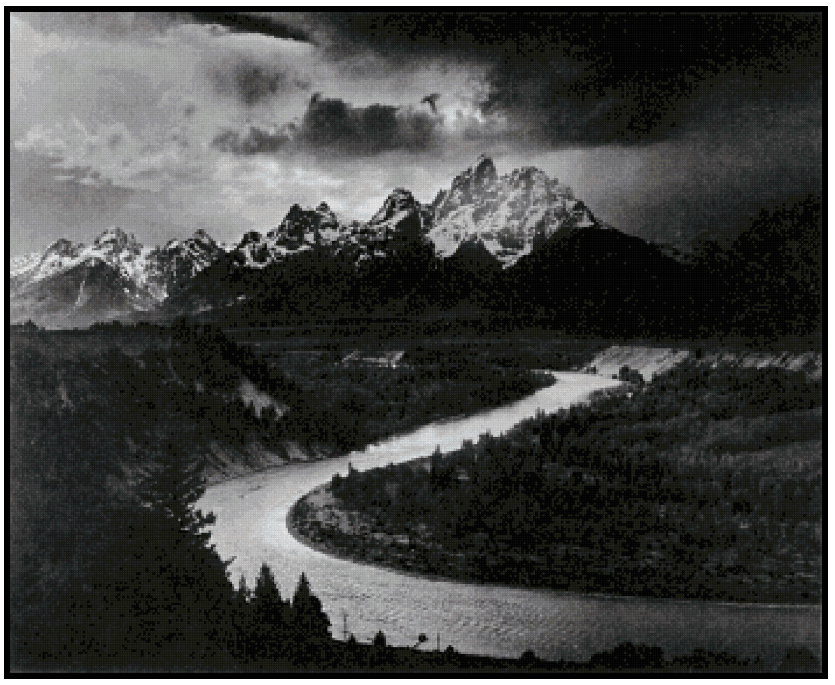 The Tetons -- Snake River - Ansel Adams Cross Stitch Pattern
