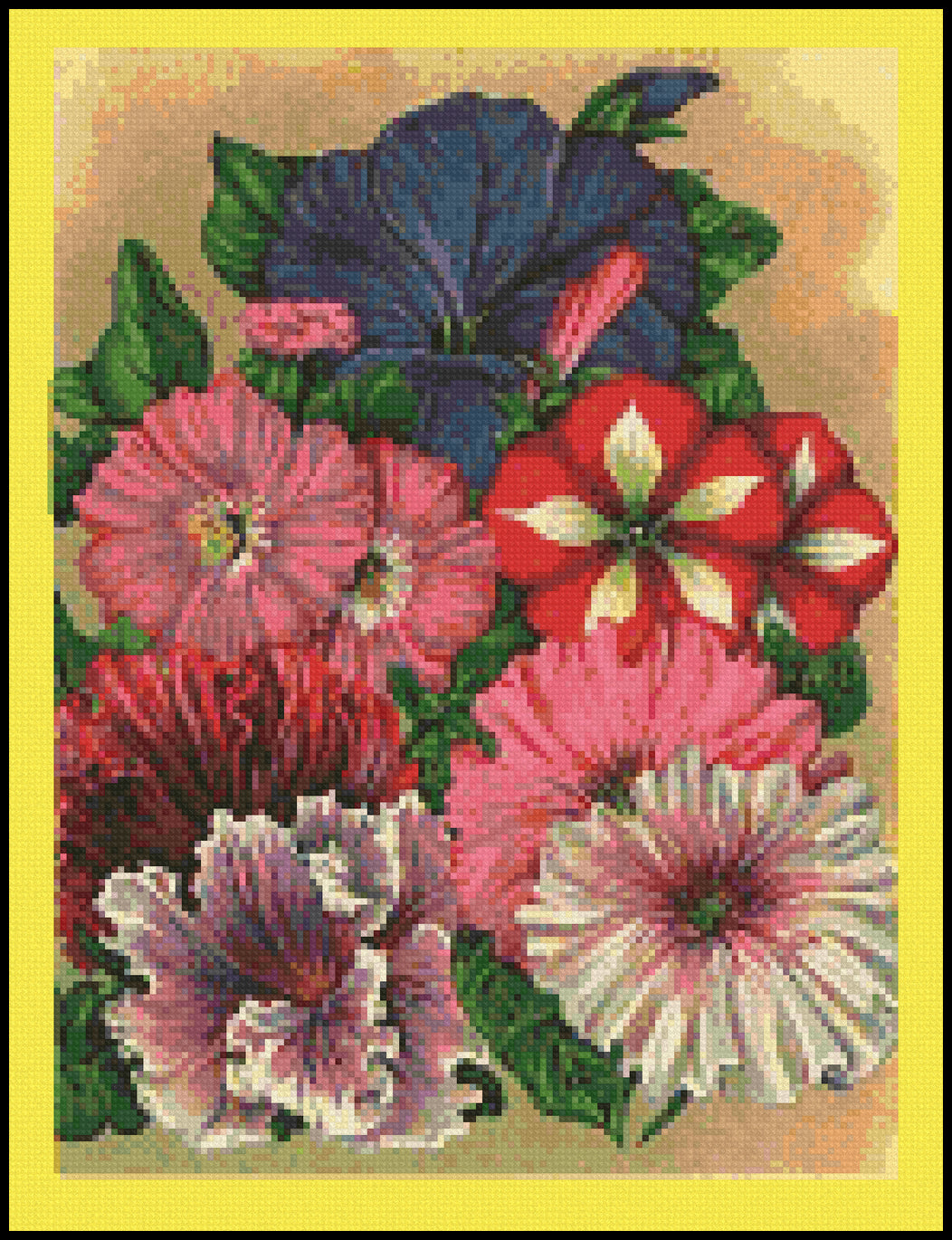 Mixed Petunias Cross Stitch Pattern