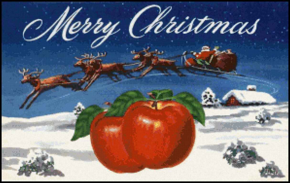 Merry Christmas Brand Apples Cross Stitch Pattern