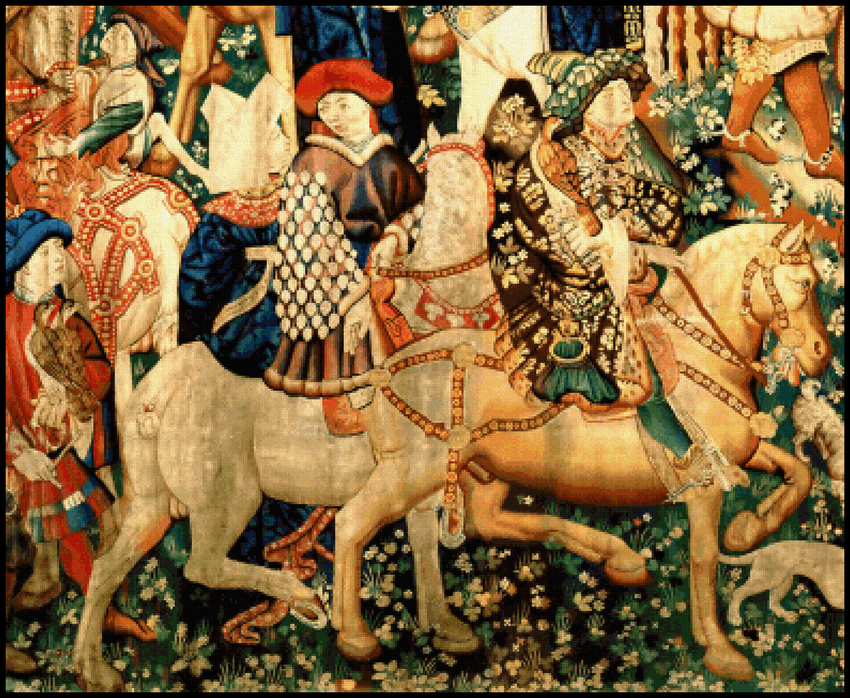 Falconry (detail) Cross Stitch Pattern