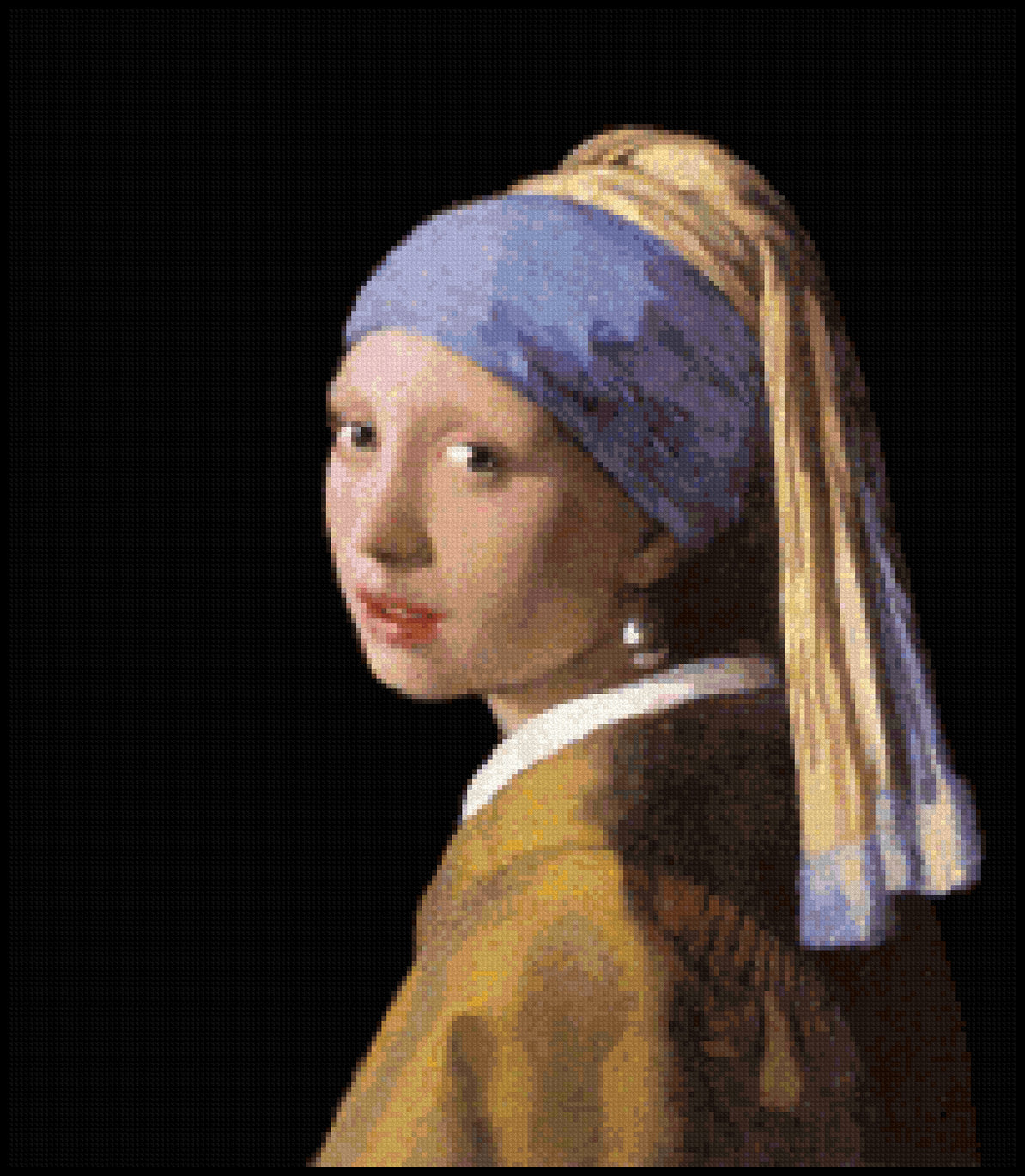 Girl with a Pearl Earring (without background) Cross Stitch Pattern