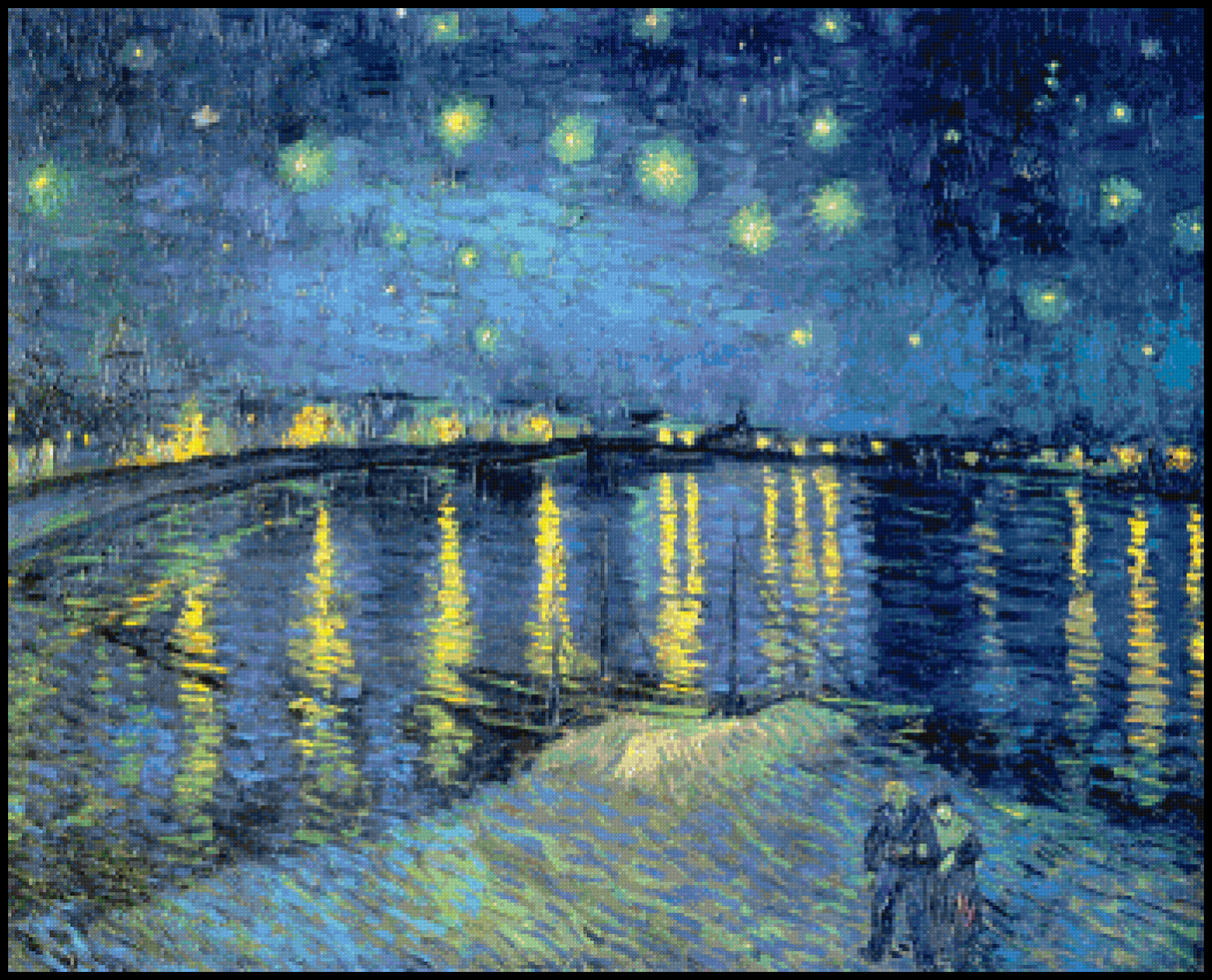 Starry Night Rhone River at Arles Vincent Van Gogh Cross Stitch Pattern