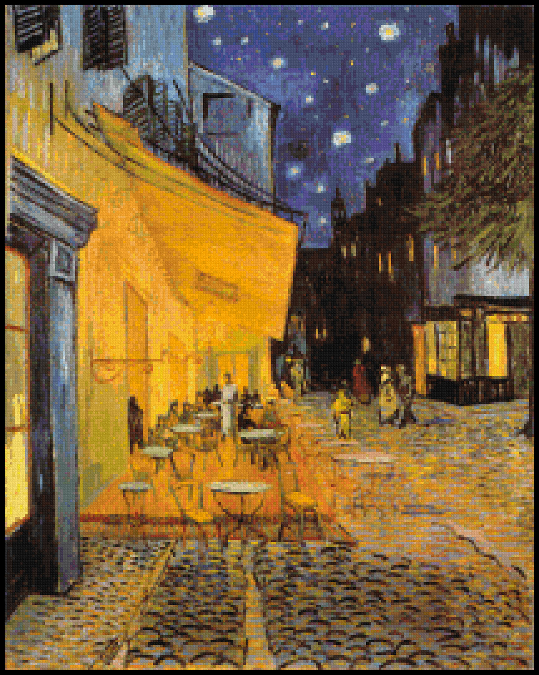 Cafe Terrace by Night Cross Stitch Pattern