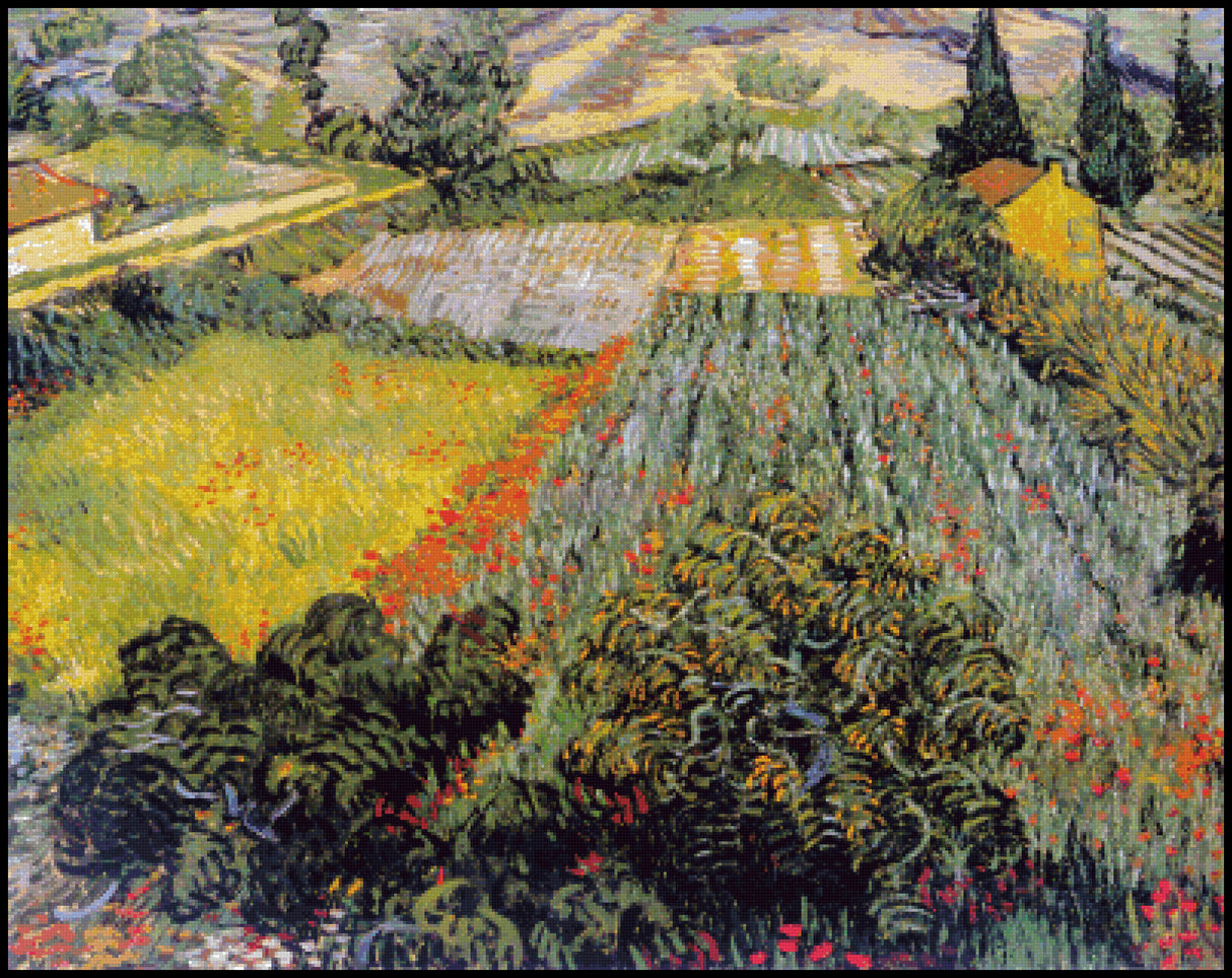 Poppy Field Cross Stitch Pattern