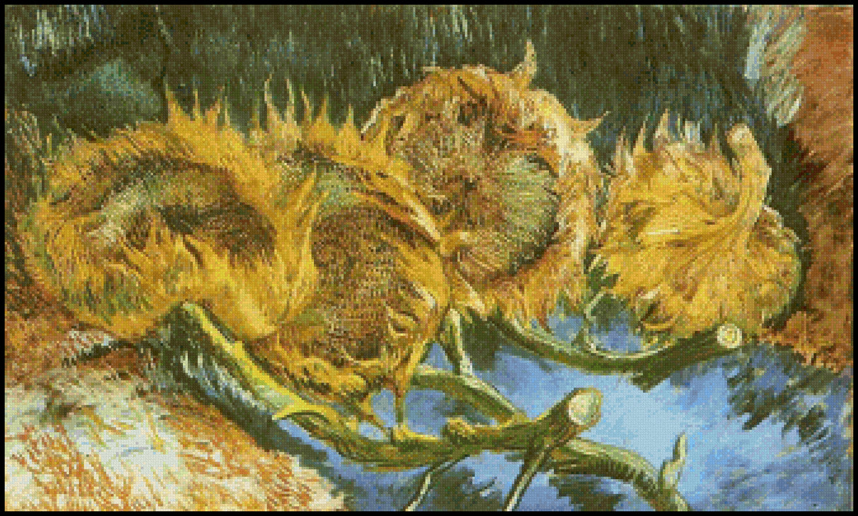Four Cut Sunflowers Cross Stitch Pattern