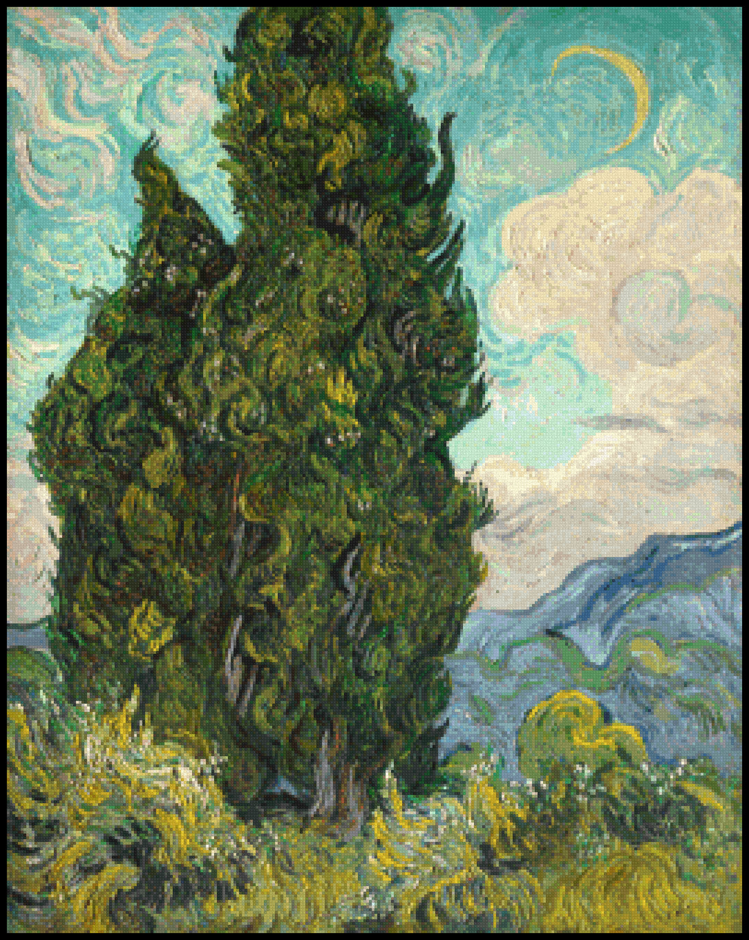 Cypresses Cross Stitch Pattern