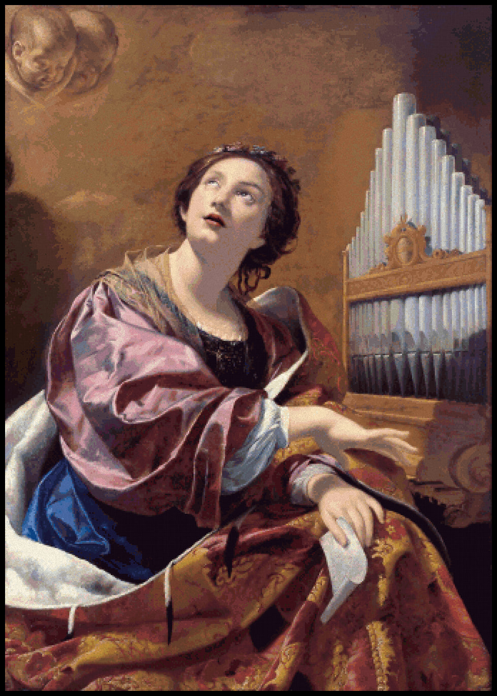 Saint Cecilia in Ecstasy Cross Stitch Pattern