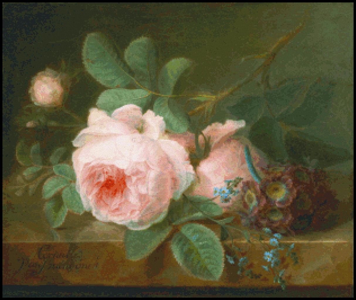 Cabbage Rose Cross Stitch Pattern