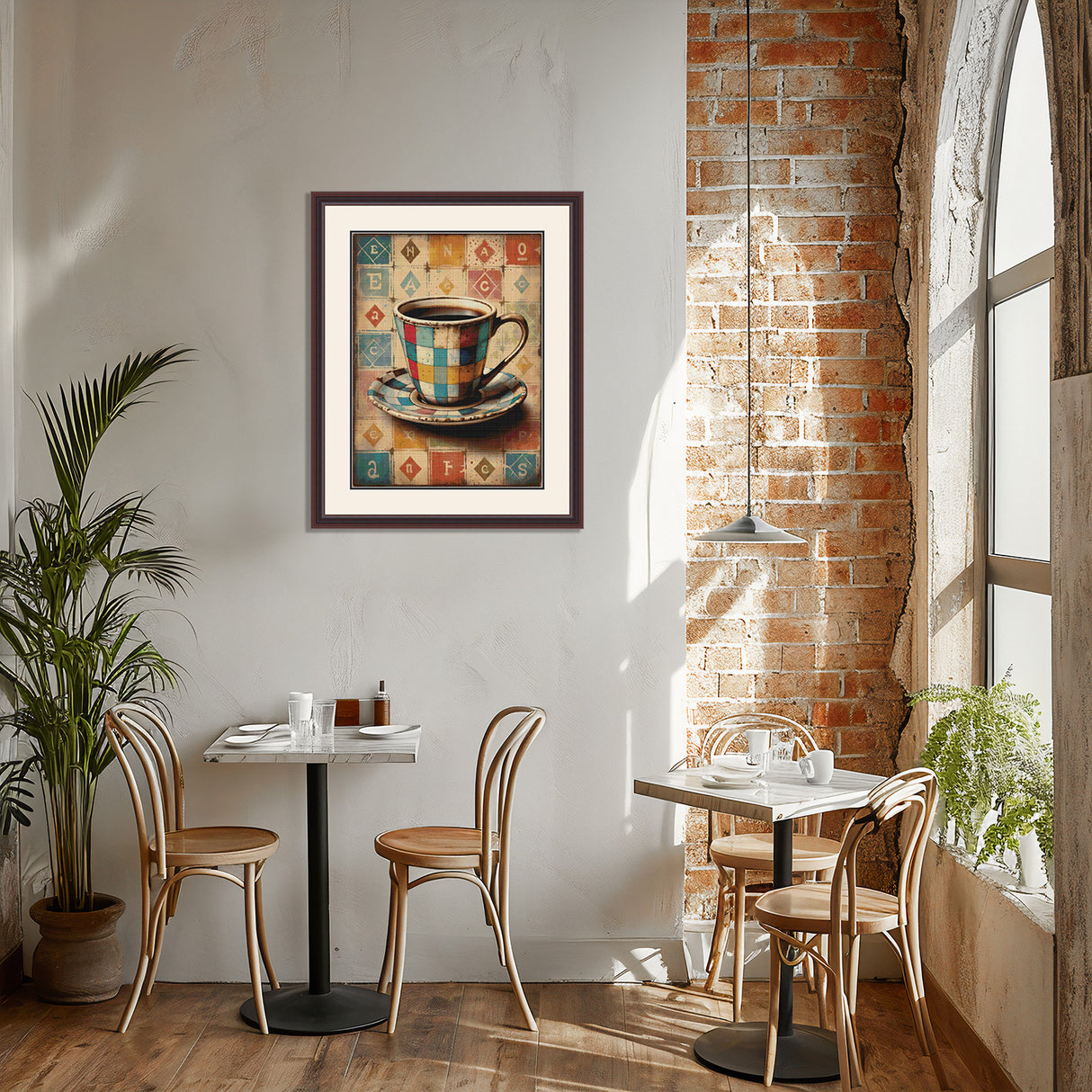 Vintage Patchwork Coffee Cup Cross Stitch Pattern