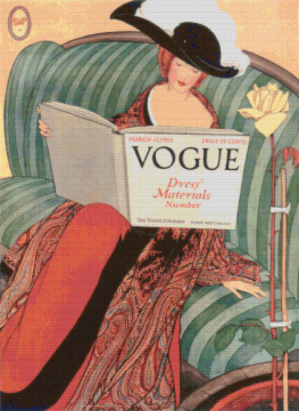 Vogue Magazine Cover March 15 1912 Plank Cross Stitch Pattern