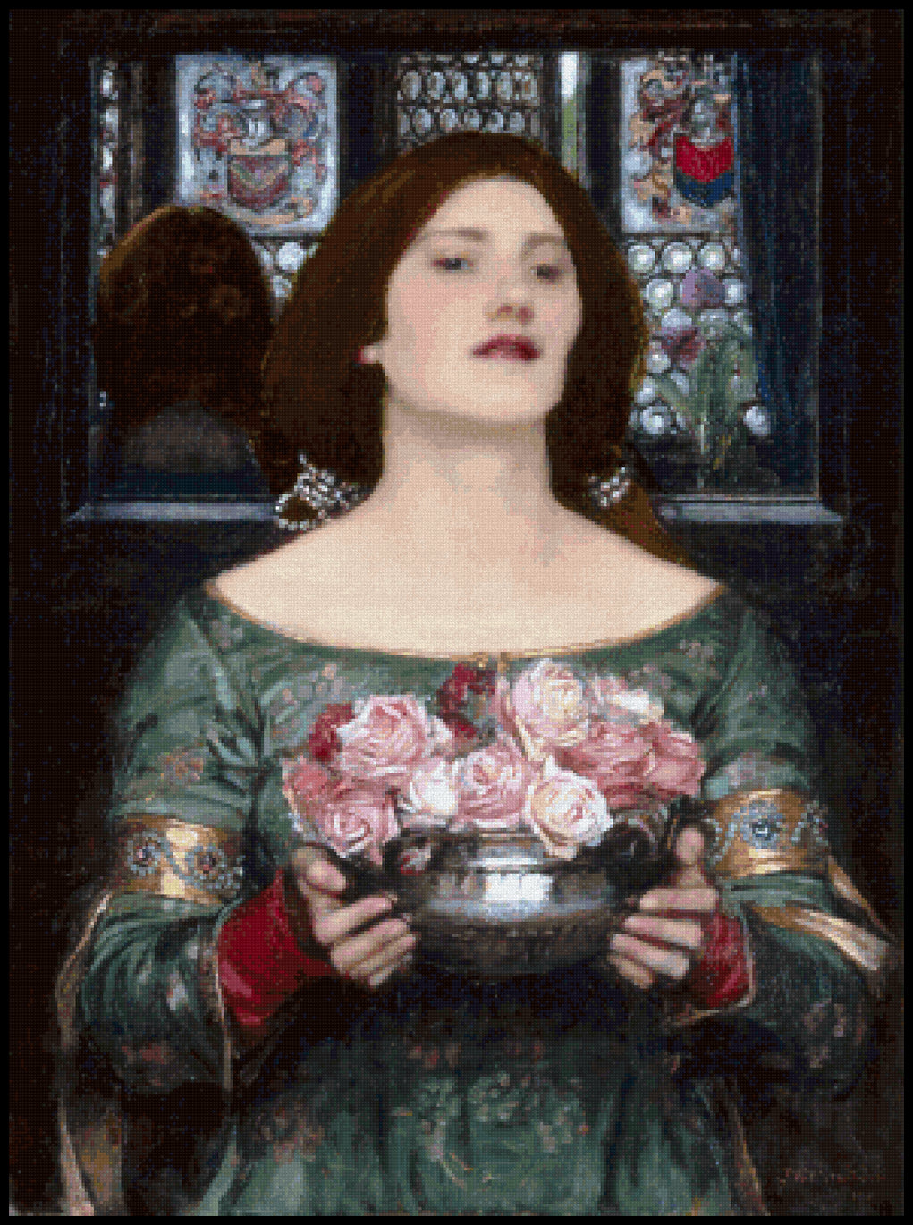 Gather Ye Rosebuds While Ye May Cross Stitch Pattern