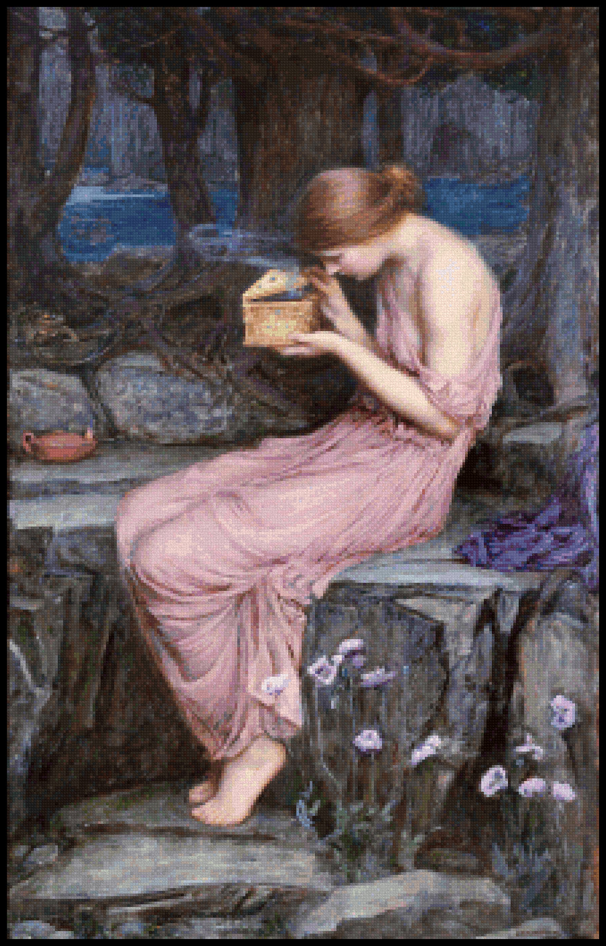 Psyche Opening the Golden Box Cross Stitch Pattern