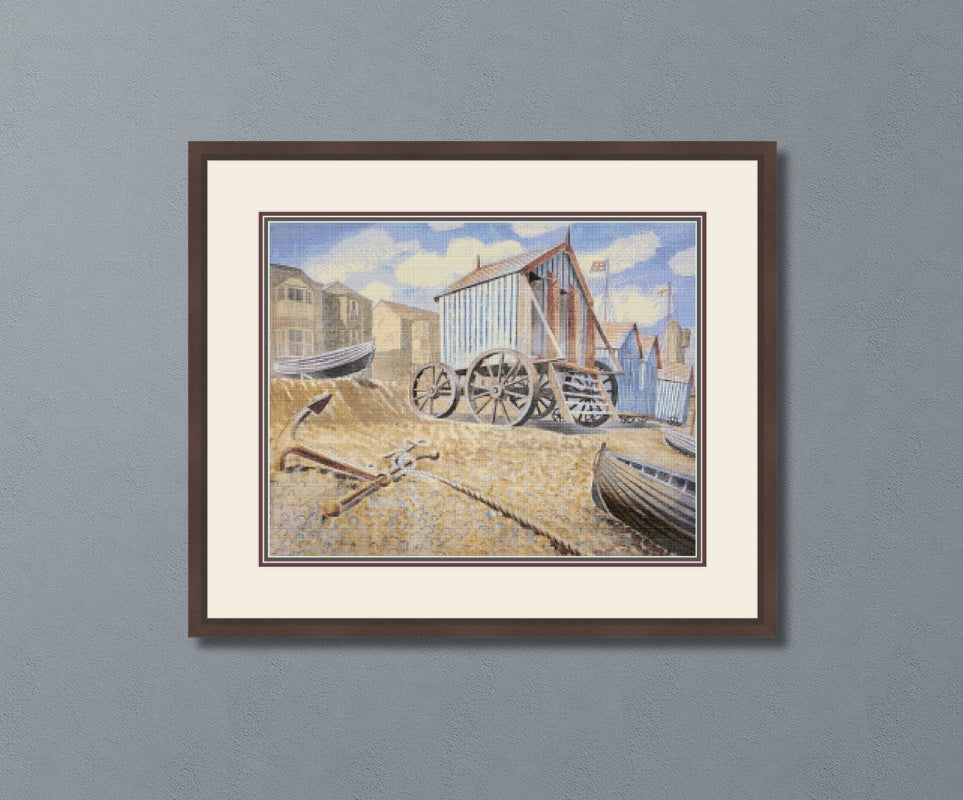 Late August Beach Aldeburgh Ravilious Cross Stitch Pattern