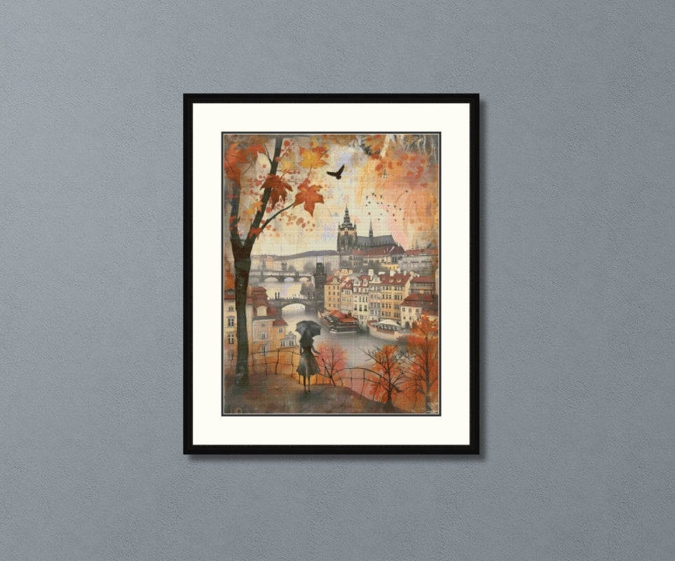 Autumn Stroll in the Old City Cross Stitch Pattern