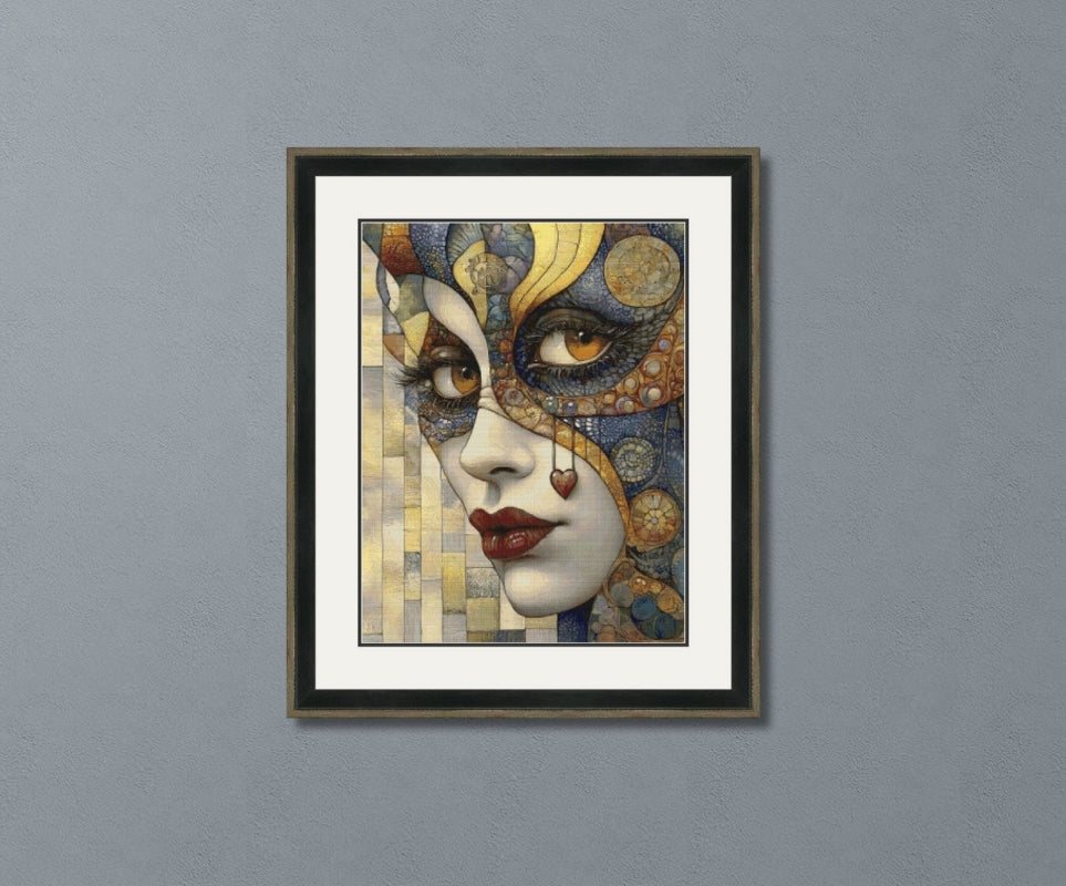 Golden Mosaic Fantasy Woman Cross Stitch Pattern