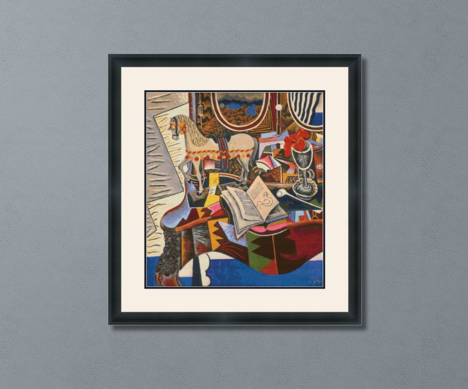 Horse Pipe and Red Flower Miro Cross Stitch Pattern