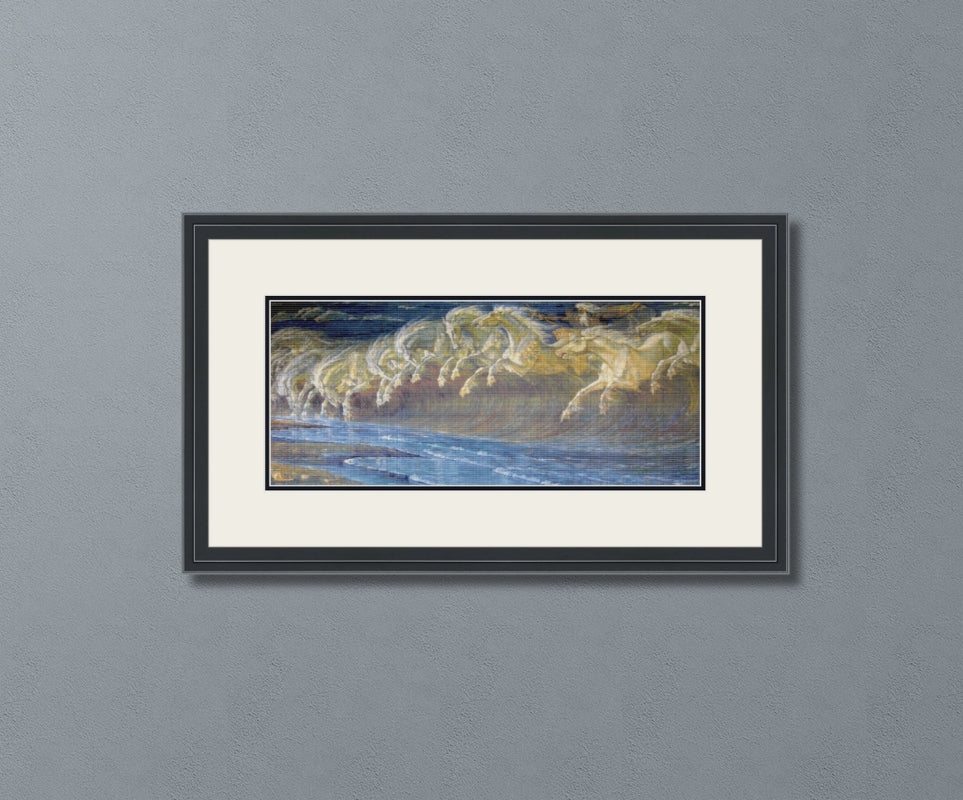 Horses of Neptune Crane Cross Stitch Pattern