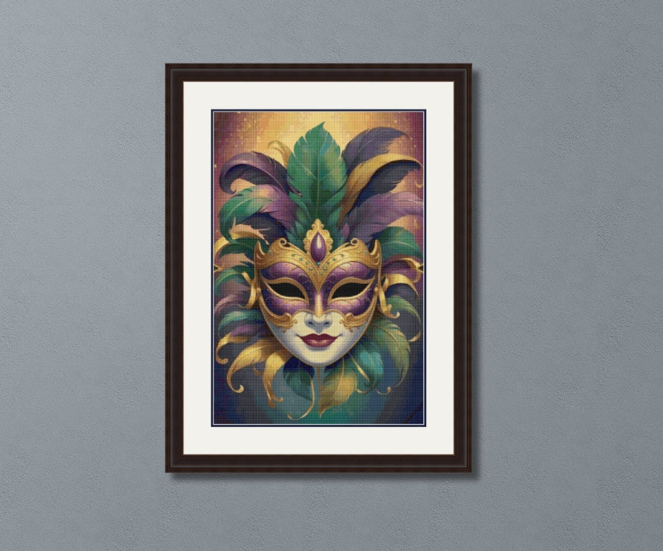 Mardi Gras Masquerade Mask Cross Stitch Pattern