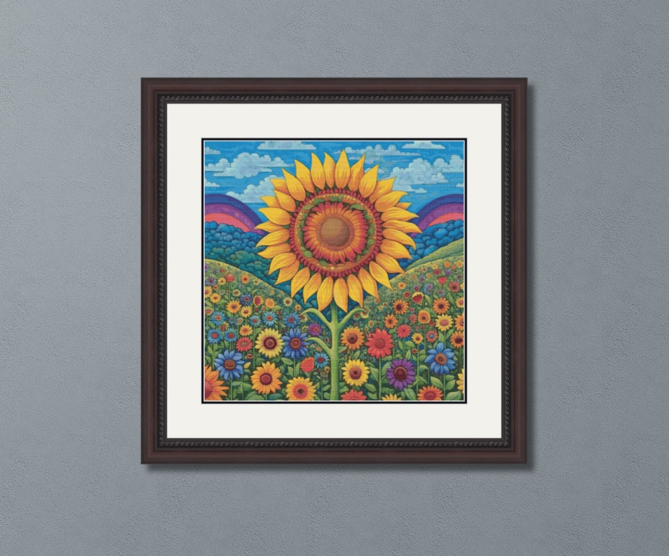 Sunflower Sunburst Cross Stitch Pattern