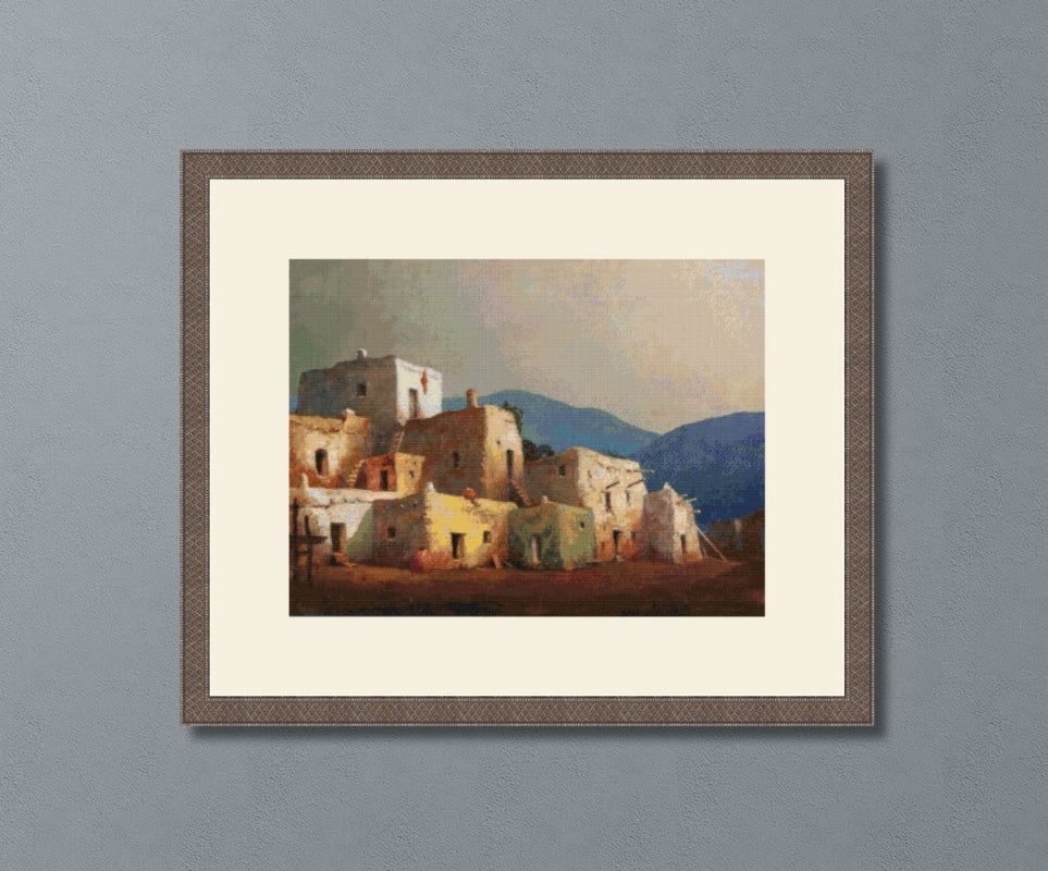 Taos Pueblo Sparks Cross Stitch Pattern