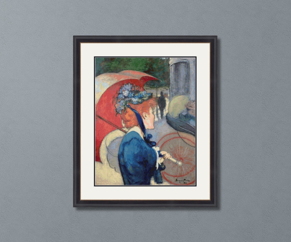 Woman with Umbrella Anquetin Cross Stitch Pattern