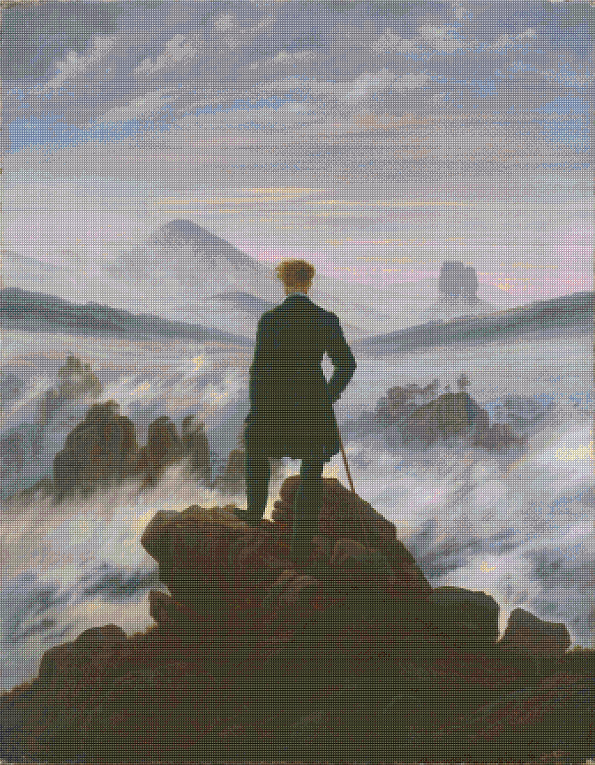Wanderer Above the Sea – Friedrich Cross Stitch Pattern